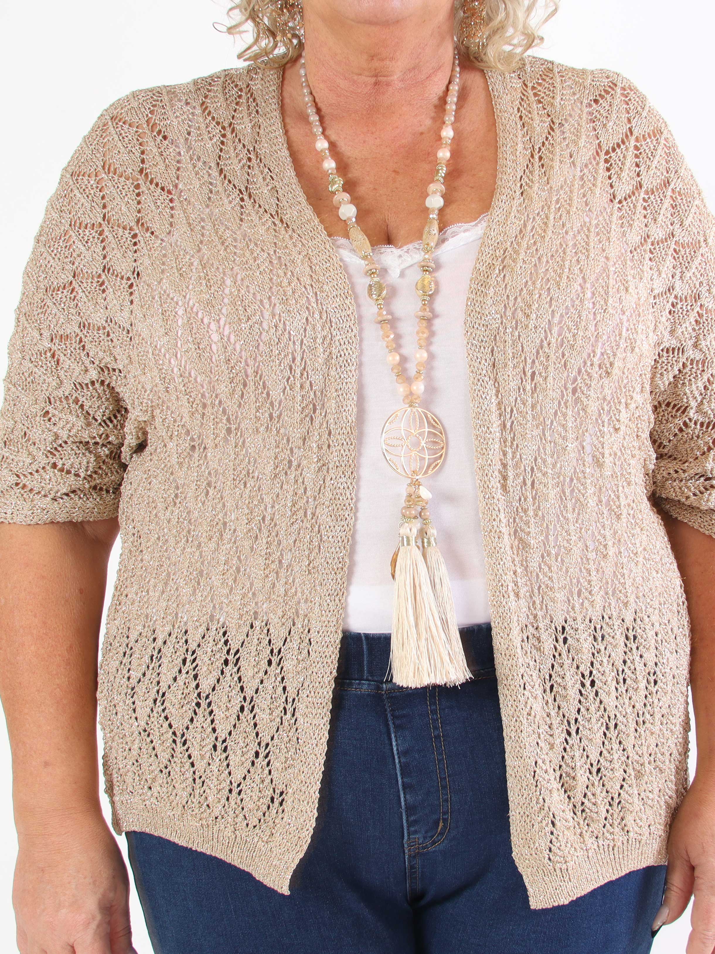 Selena - Söt virkad stickad tröja i plusstorlek med glittertrådar